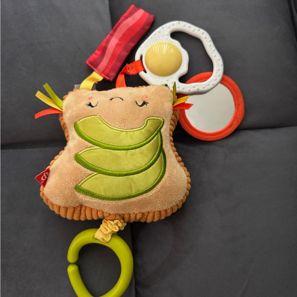 Plush Avocado Baby Toy with Rattle and Teether